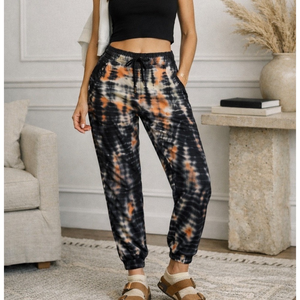 AllSaints Pippa Tydy Womens S Jogger Pants Black Tie‎ Dye $148
